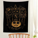 Cat coven witchcraft tapestry gold foil black decor bedroom wall art