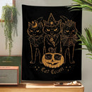 Cat coven witchcraft tapestry gold foil black decor bedroom wall art