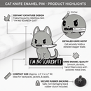 Cat Knife Enamel Pin – Bold Kitty Design for Bags and Jackets