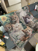 DecorBites™ Cat Sunflower Knitted Sofa Cover - Multi-functional Blanket, Bed Cover, Floor Mat, and Tapestry for Home Decor.