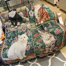 DecorBites™ Cat Sunflower Knitted Sofa Cover - Multi-functional Blanket, Bed Cover, Floor Mat, and Tapestry for Home Decor.
