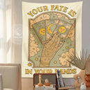 Cat tarot tapestry cream moon sun aesthetic bedroom wall decor