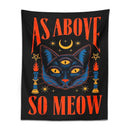 Cat tarot tapestry wall hanging black & blue bedroom decor