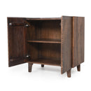 TREXM Wood Accent Cabinet with Storage, Rustic Mango Wood Storage Cabinet with Fluted Design and Adjustable Shelf for Dining Room, Kitchen, and Living Room (Honey)