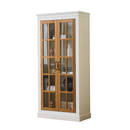 Rustic Style Display Cabinet with Glass Doors for Collectibles - White & Brown, 71.2'' Tall