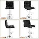 Set Of 2 Adjustable Black PU Leather Swivel Bar Stools