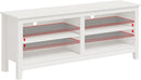 65 Inch TV Stand With Open Storage Shelves White Cabinet