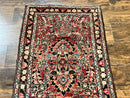 Small Antique Persian Rug 2.6 x 4, Red Floral Handmade 1920s Wool Rug, Persian Hamadan Lilian Rug
