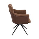 360° Swivel Home Office Desk Chairs Set of 2,Dining Chairs with Arm, Upholstered Bedroom Chairs with Metal Base,Makeup Chair for Vanity, for Living Room, Bedroom,Study Room,Dining Room(Dark Brown)