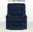 Large Wide Navy Blue Dual Motor Lift Recliner Massage And Heat