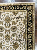 Small Indo Mahal Rug 2.5 x 4, Wool Indian Oriental Carpet, Hand Knotted Handmade Vintage Traditional Rug, Beige Tan Black