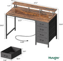 47 Inch Computer Desk With LED Lights And Power Outlets
