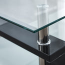 Artisan Center Coffee Table, Tempered Glass Top Stainless Steel Legs for Living Room, Black
