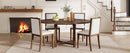 TREXM 5-Piece Extendable Dining Table Set for 4, Round Dining Table for 4 with Upholstered Chairs, Farmhouse Kitchen Table Set with Removable Leaf for Dining Room and Kitchen (Brown)