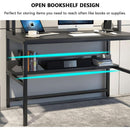Black Computer Desk With Hutch And Bookshelf Extra Large Desktop