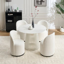 Set Of 1 Upholstered Kitchen & Dining Room Barrel Chair, Mid Century Modern Round Velvet Dining Chair, 360 Degree Swivel Comfy Armless Accent Makeup Vanity Side Chair for Bedroom Living Room
