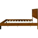 Mid-Century Modern Solid Wood Bed Frame King Size Platform Bed with Three-Piece Headboard Design, No Box Spring Needed, Brown