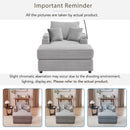 Modern Style Single Sofa Couch with Storage, USB Ports, Cup Holders, and Phone Holder, Grey Corduroy, 41.7'