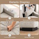 47 Inch Linen Fabric Armchair Pair Oversized Oatmeal