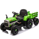 Ride on Tractor with Trailer,24V Battery Powered Electric Tractor Toy, 200wx2motor 1.86-4.97MPH/Remote Control,electric car for kids,Three speed adjustable,USB,MP3, Bluetooth,LED light, safety belt.