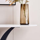 Modern Console Table, Exquisite shape design, Metal Frame with Adjustable foot pads for Entrance, Corridor, Living room & Office.(Black)