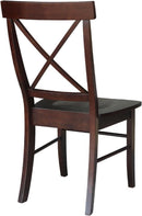 X Back Dining Chair In Java Finish With Solid Wood Seat