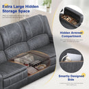 Grey Velvet 3 Seater Recliner Sofa With USB Ports Storage