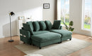 Upholstered Sectional Sofa with Movable Ottoman and Storage in Green Chenille, 83 Inch