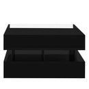 U-Can Lift-Top Coffee Table with 2 Drawers, Modern Square Coffee Table with Glass Top and High-Gloss Finish, Hidden Space and LED Lights for Living Room