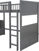Triple Bunk Bed for Kids L Shaped Solid Wood Gray Twin Size