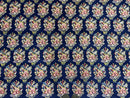 Persian Rug 9x12, Authentic Hand Knotted Carpet, Repeated Floral Motif Garden of Eden, Navy Blue Wool Rug 9 x 12, Semi Antique Kirman Rug
