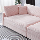 Elegant Pink Corduroy Sofa with Throw Pillows and Backrests for Living Room Leisure