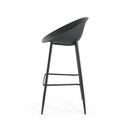 Modern Outdoor Gable Barstool Set of 2 with Weather-Resistant Design in Black Iron and Plastic
