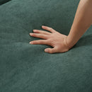 Upholstered Sectional Sofa with Movable Ottoman and Storage in Green Chenille, 83 Inch