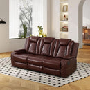 Power Reclining Leather Sofa Set With USB Ports Burgundy