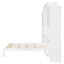 Queen Size Murphy Bed with Desk, Vanity and Cabinets, White