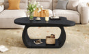 ON-TREND 39.3'*23.6' Modern Cloud Coffee Table with 1.5' Thick Tabletop, Cream Style Irregular End Table with Curved Legs, Unique Design Accent Table with Round Edge for Living Room, Apartment, Black