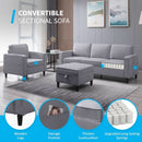 Light Grey Convertible Sofa Set With Storage Ottoman