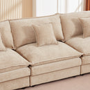 Modular L-Shaped Sectional Sofa Set with Movable Ottoman, Chenille, Coffee, 105 Inches