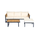 Outdoor 3-piece Acacia Wood and Metal Patio Sofa Set