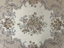 Aubusson Needlepoint Rug 9x12, VIntage Handmade Wool Beige Floral European Elegant Rug 9 x 12, Floral Roses