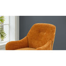Chenille Armchair, Modern Style Accent Chair with Wood Legs, Comfy Design for Living Room, Bedroom, Office, Orange