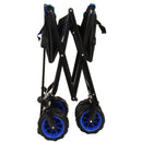 360° Rotating Rear Wheel Heavy-Duty Folding Wagon – Multi-Use Garden Cart with All-Terrain Wheels, Dual-Color (Black & Blue) Design for Camping, Beach, Picnic & Outdoor