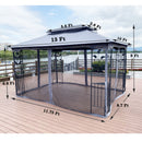 Patio Gazebo Tent With Ventilated Double Roof And Mosquito Net For Backyard Or Garden