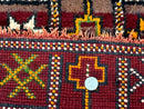 Moroccan Berber Tribal Rug 3x5, Geometric Area Rug, Red Orange Brown