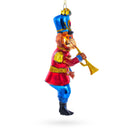 Monkey Nutcracker with Trumpet Glass Christmas Ornament