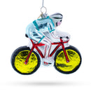 Cycling Sportsman on Bicycle Glass Christmas Ornament