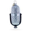 Silver Microphone Glass Christmas Ornament