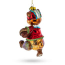 Bear Engaged in Football Glass Christmas Ornament