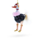 Ostrich Chic Glass Christmas Ornament